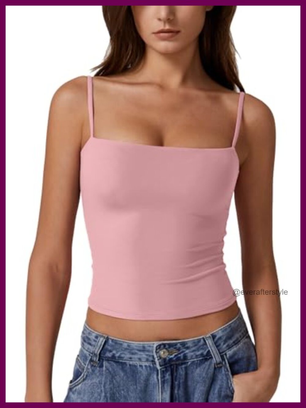 Double Lined Basic Tank Top Adjustable Spaghetti Straps Sleeveless Camisole